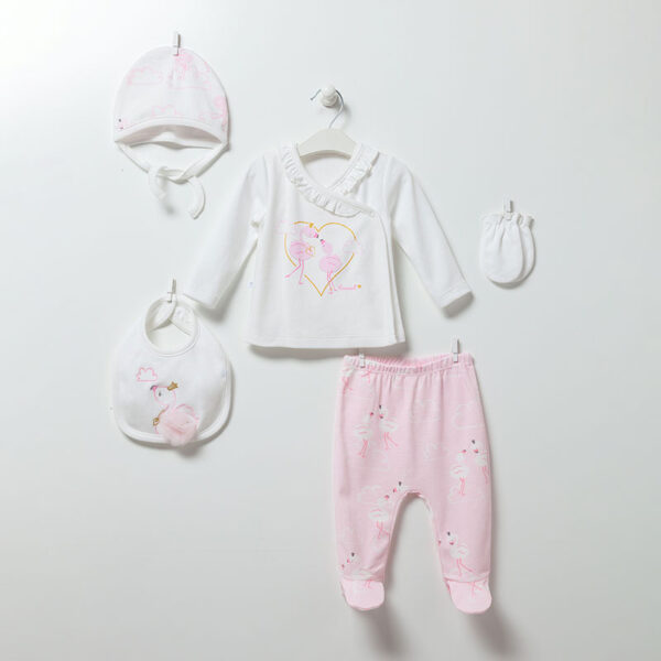 5-teiliges-Neugeborenen-Set-Flamingo-Girl-6890-weiss