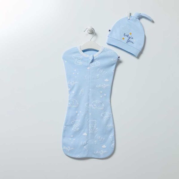 Baby Bear Swaddle mit Mütze Artikel 6874-Blau